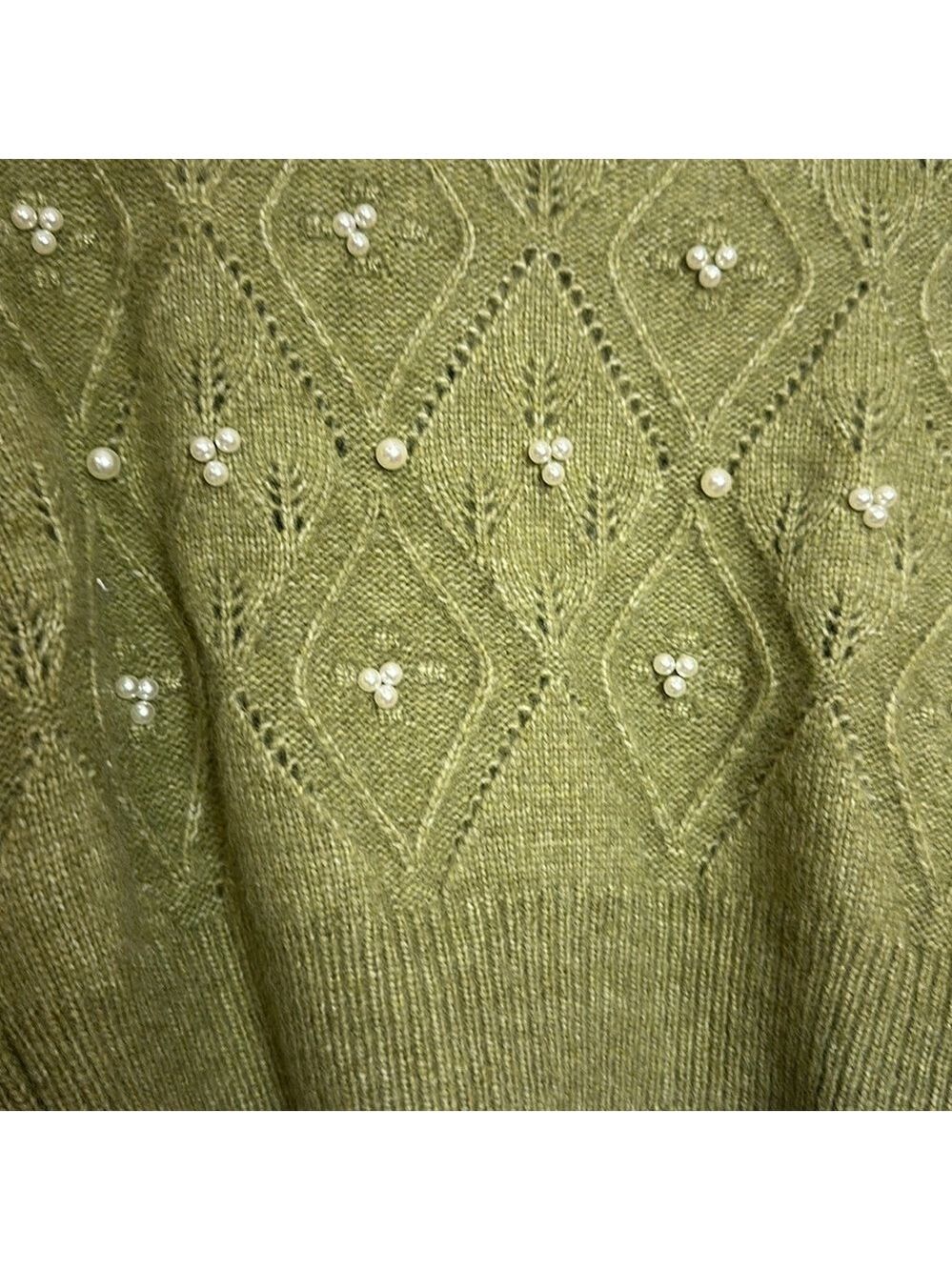 Zara Pearl Embellished Mock Turtle Neck Cropped Knit Sweater - Picture 8 of 11